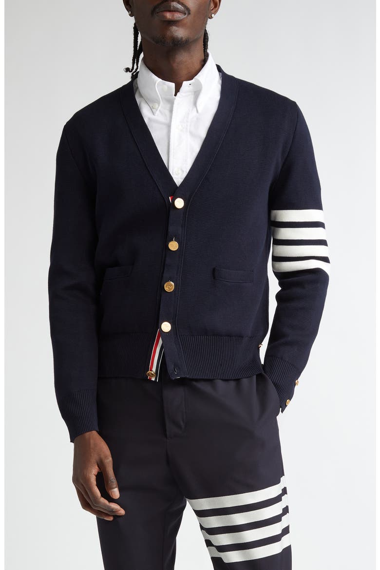 4-Bar Milano Knit Cardigan, Main, color, NAVY
