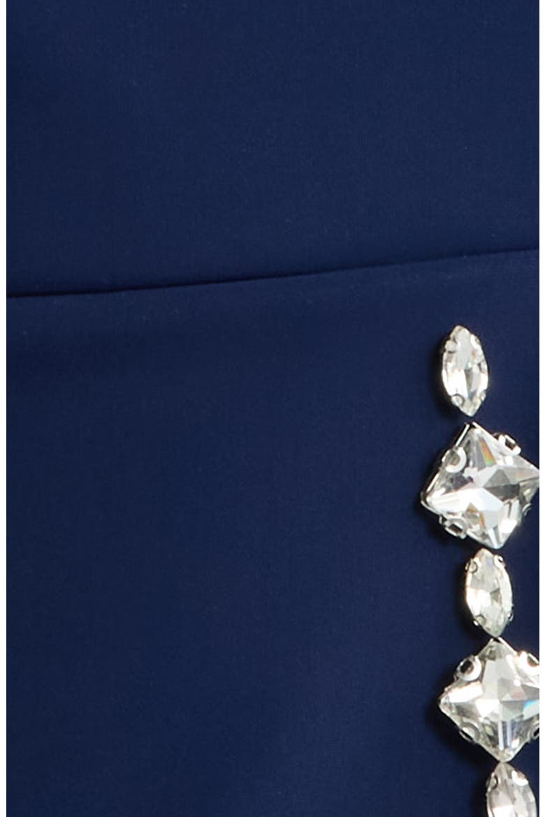 Rhinestone Detail Long Sleeve Cocktail Sheath Dress, Alternate, color, 743 BLU NOTTE