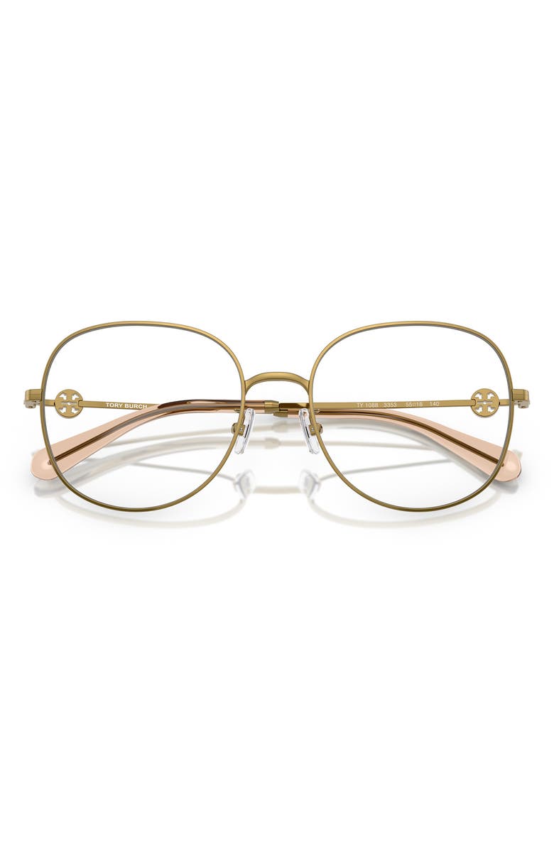 Tory Burch 55mm Round Optical Glasses, Alternate, color, Gold Amber