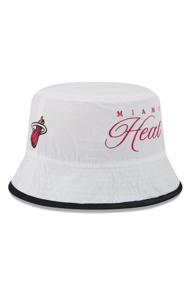 New Era Men's New Era White/Black Miami Heat 2025 NBA Draft Nylon Bucket Hat, Alternate, color, White