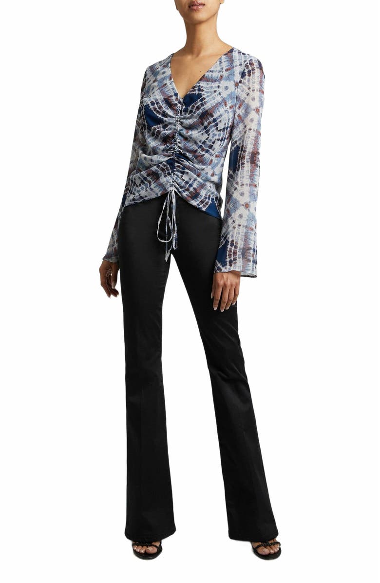 Santorelli RAVELA Bell Sleeve Blouse with Front Center Drawstring, Alternate, color, 