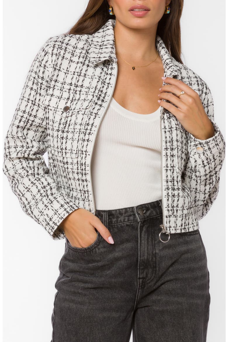 Nyra Crop Tweed Jacket, Main, color, WHITE TWEE