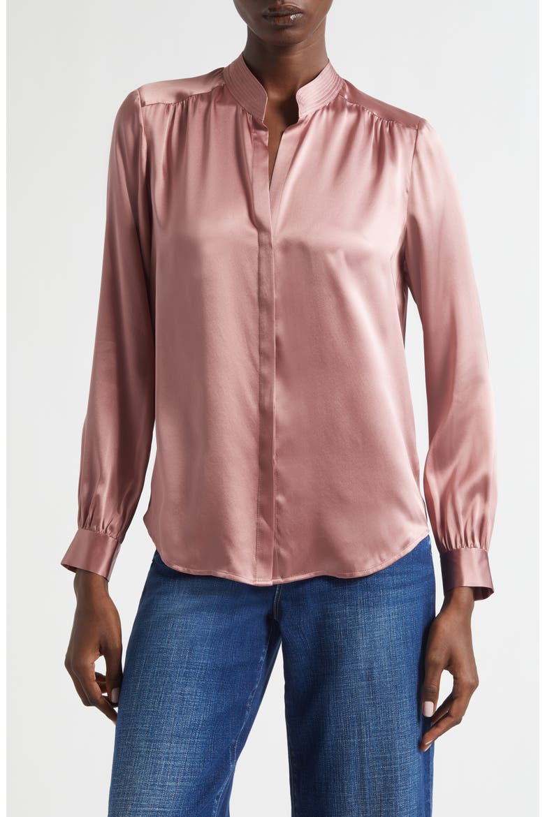 Bianca Silk Satin Blouse, Main, color, MAUVE ROSE