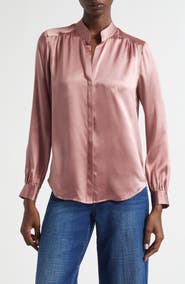 L'AGENCE Bianca Silk Satin Blouse