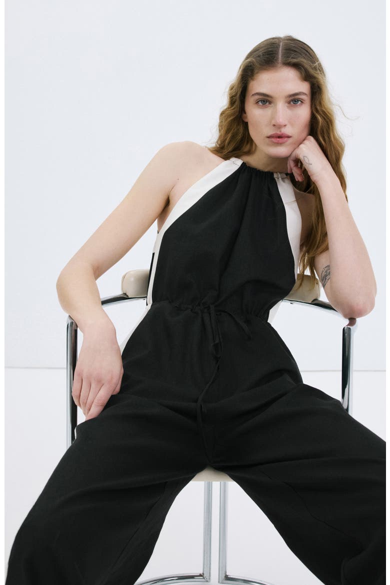 Wide Leg Halter Jumpsuit, Alternate, color, BLACK