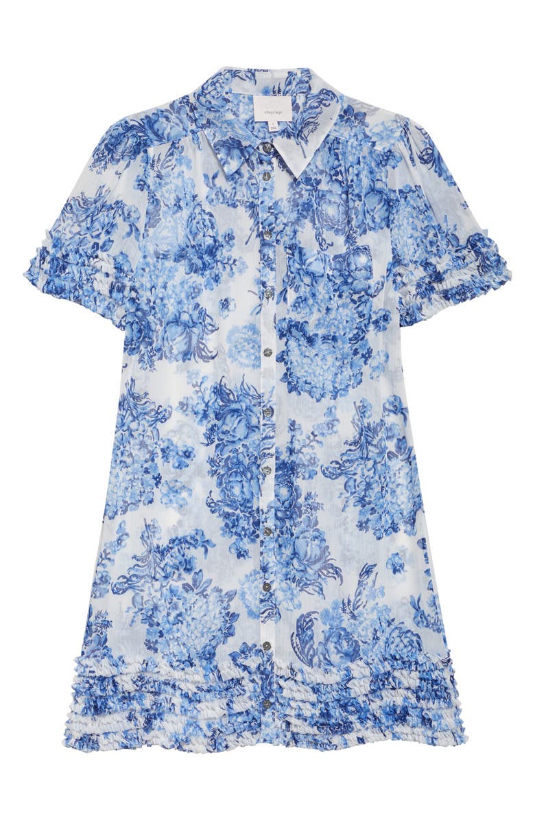 Cinq à Sept Print Ruffle Minidress, Alternate, color, Endless Sky Multi