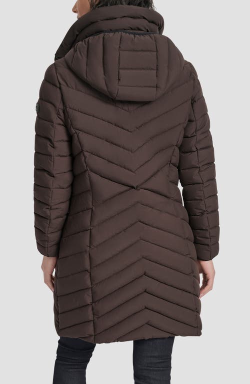 Dkny Stretch Packable Coat In Brown