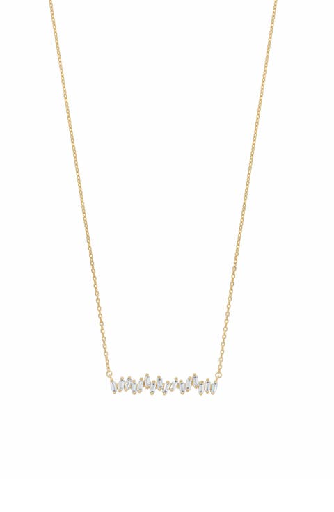 Sterling Silver 18k Gold Plated Clara Abstract Crystal Necklace Dainty
