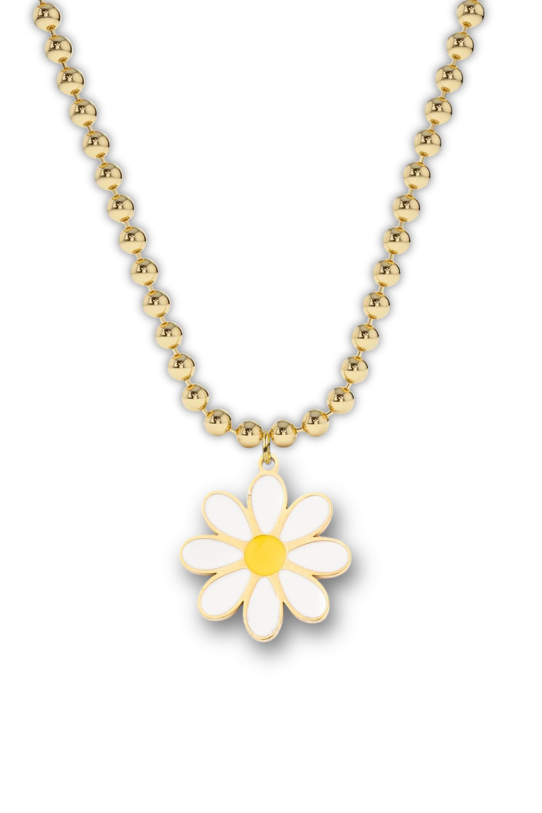 Flower Charm Necklace in Gift Bottle, Alternate, color, white