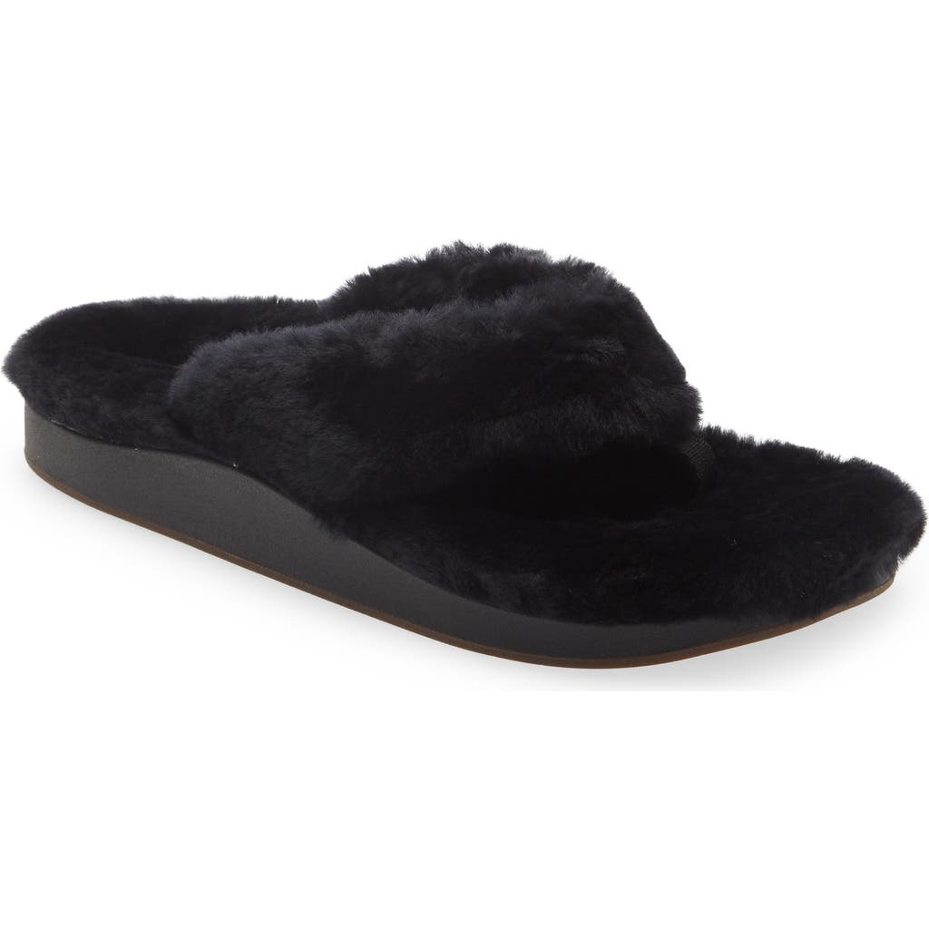 Olukai Kipea Heu Genuine Shearling Slide Sandal