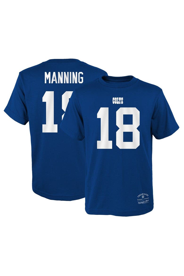 Youth Mitchell & Ness Peyton Manning Royal Indianapolis Colts Retired Player Retro Name & Number T-Shirt, Alternate, color, Royal