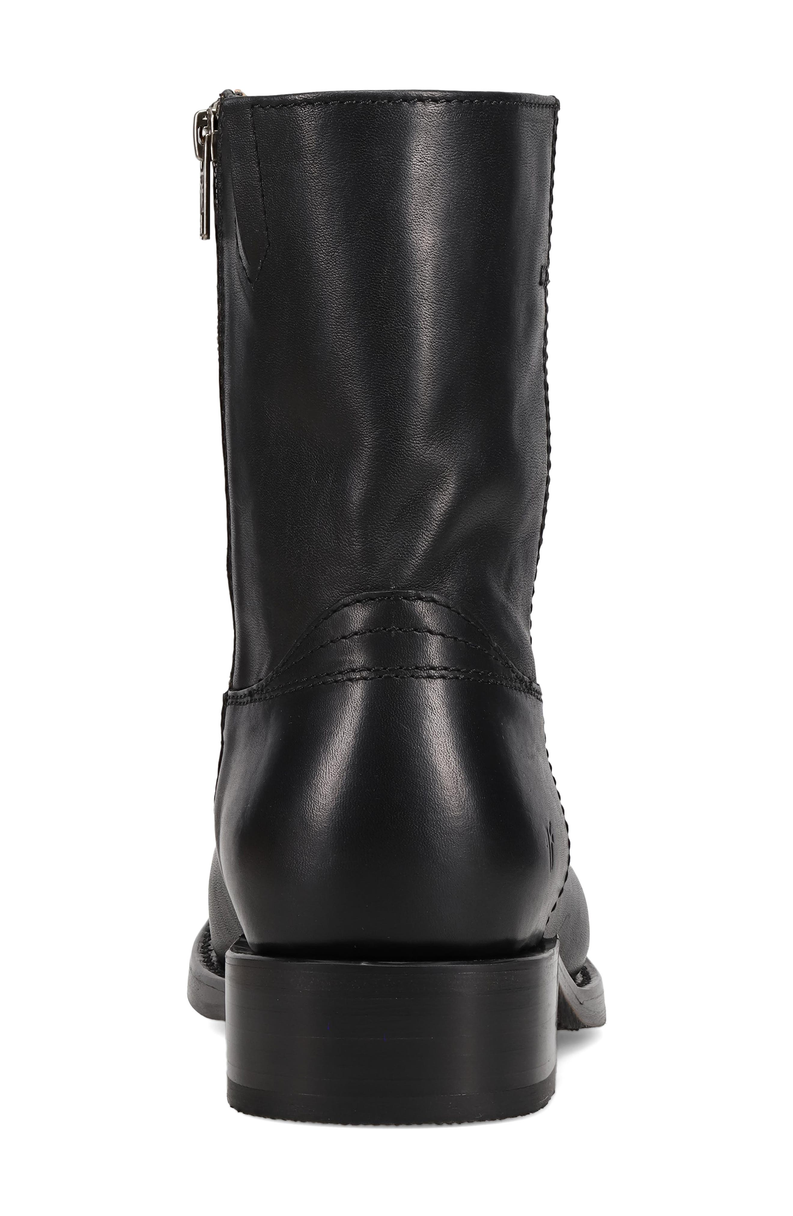 Frye Campus Leather Plain Toe Zip Boot, Alternate, color, Black