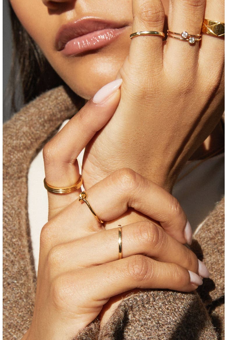 Gold Knot Ring, Alternate, color, White