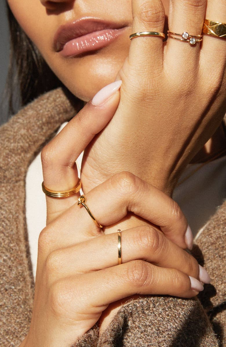 Aurate New York Gold Knot Ring, Alternate, color, White