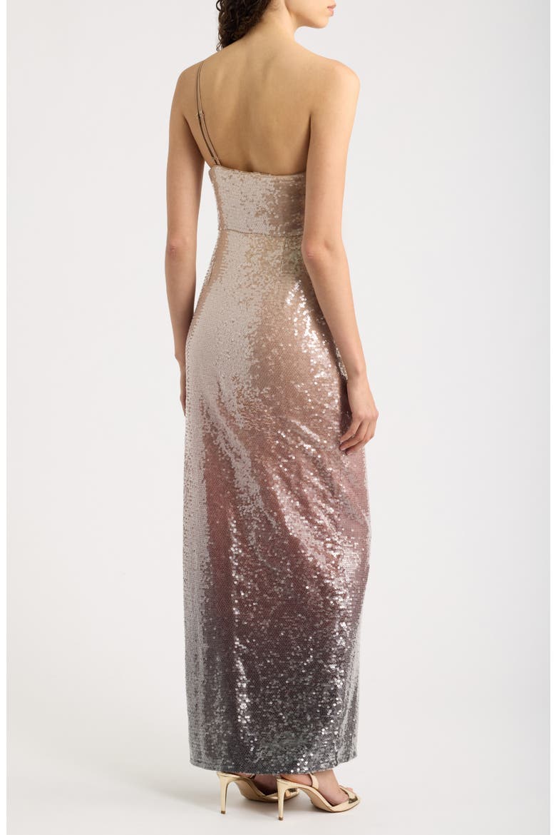 Mirage One-Shoulder Sequin Gown, Alternate, color, BROWN MULTI