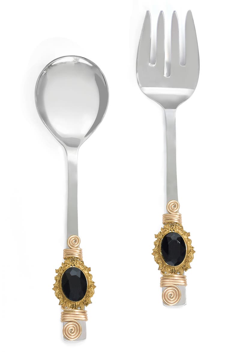 Midnight Constellation Embellished 2-Piece Salad Serving Set, Main, color, BLACK