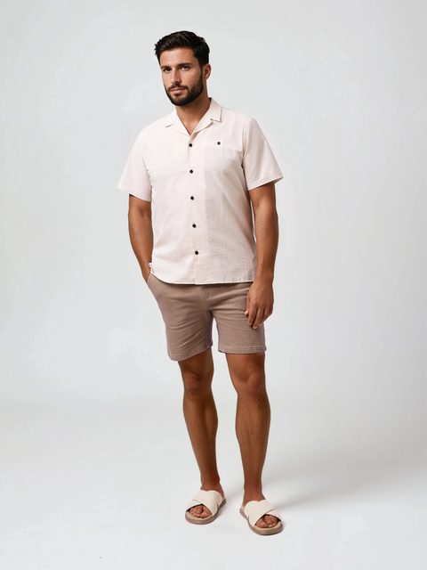 Seersucker Striped Resort SS Button-Up Shirt