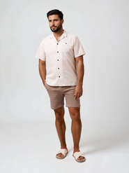 Stone Rose Seersucker Striped Resort SS Button-Up Shirt