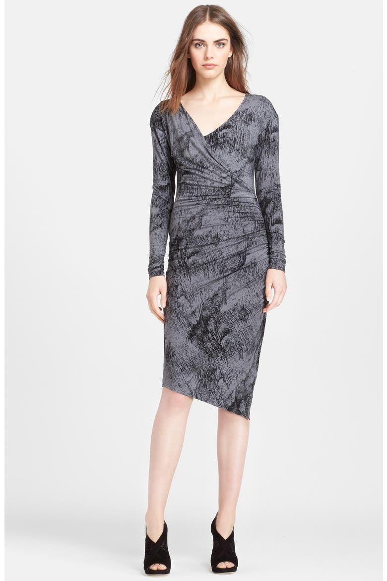 Ruched Jersey Dress, Main, color, CHARCOAL/ BLACK