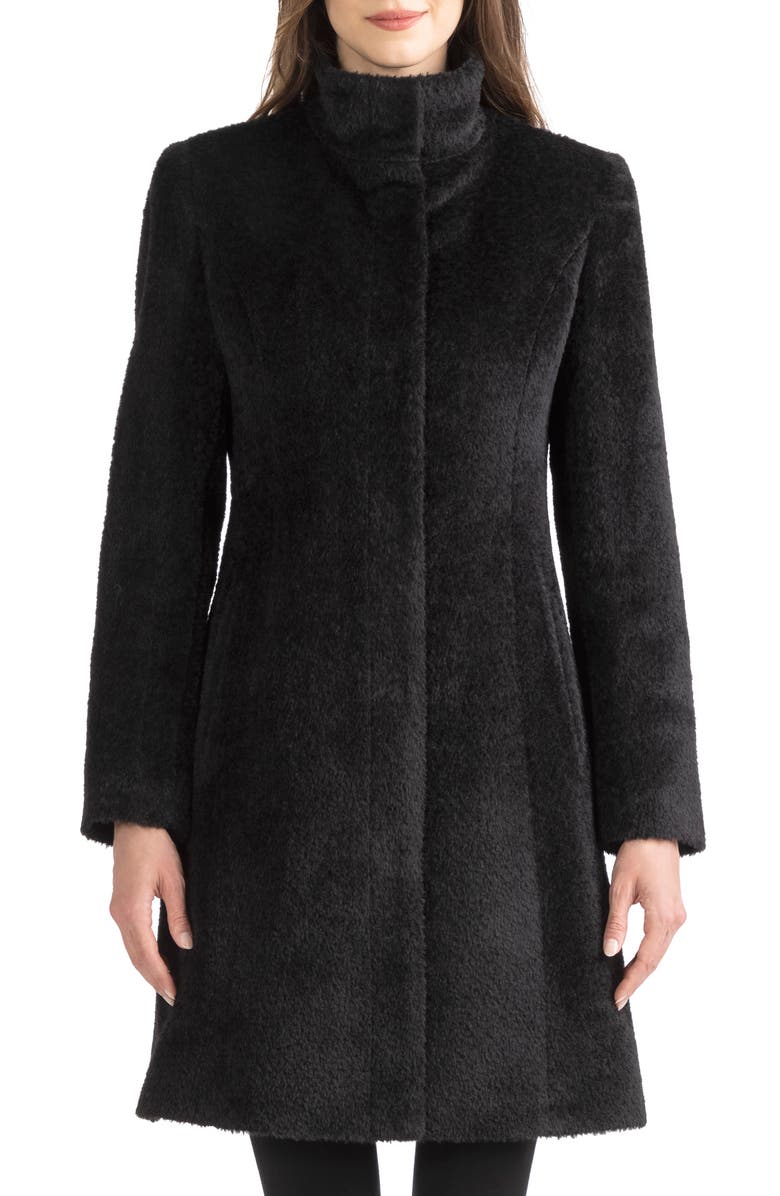 Sofia Cashmere Stand Collar Shaped Alpaca & Wool Blend Coat, Main, color, 