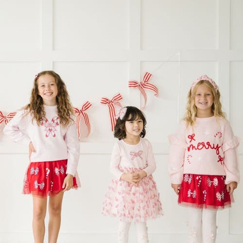 Sweet Wink Candy Cane Patch Christmas Sweatshirt In Pink