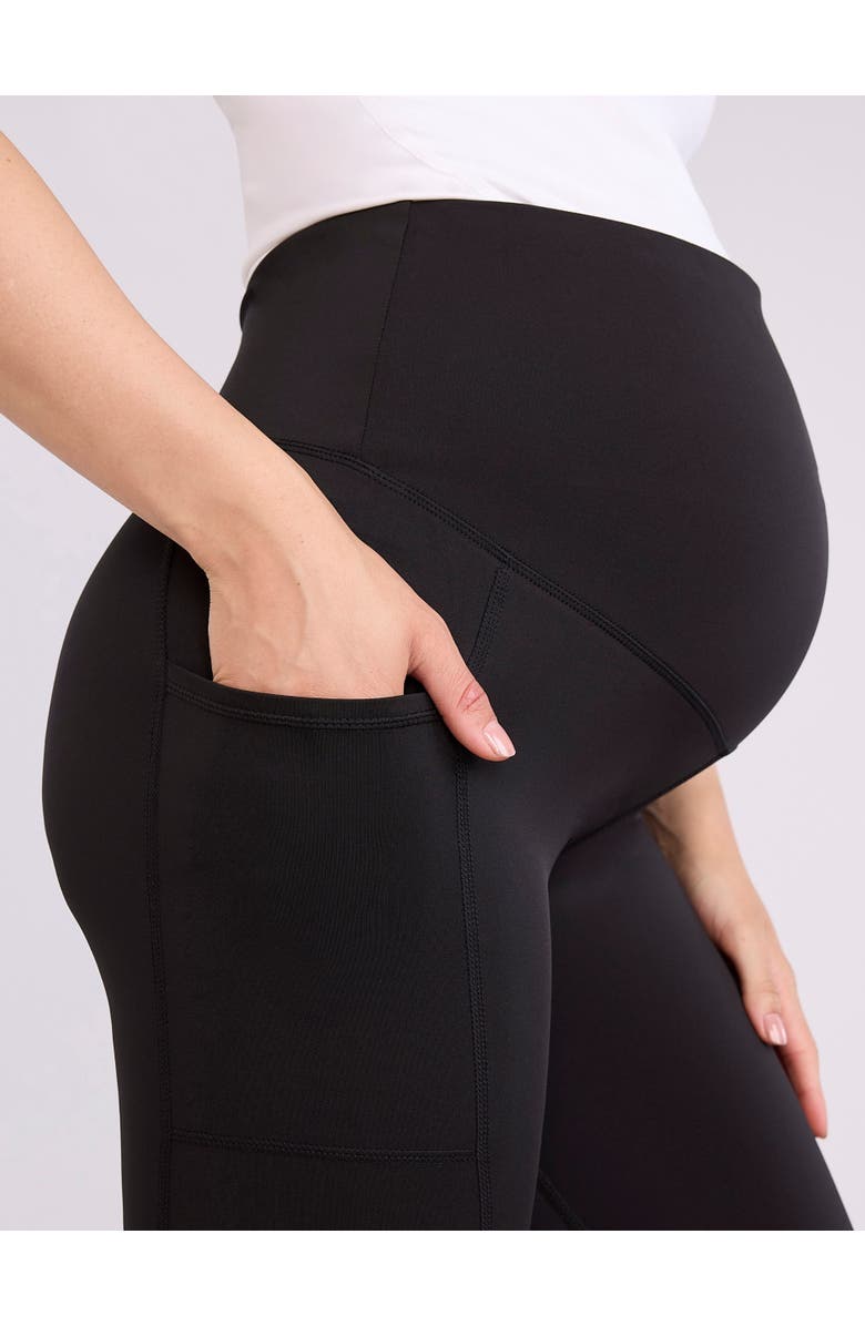 MOTHERHOOD MATERNITY Over the Belly Side Pocket Active Maternity Leggings, Alternate, color, Black