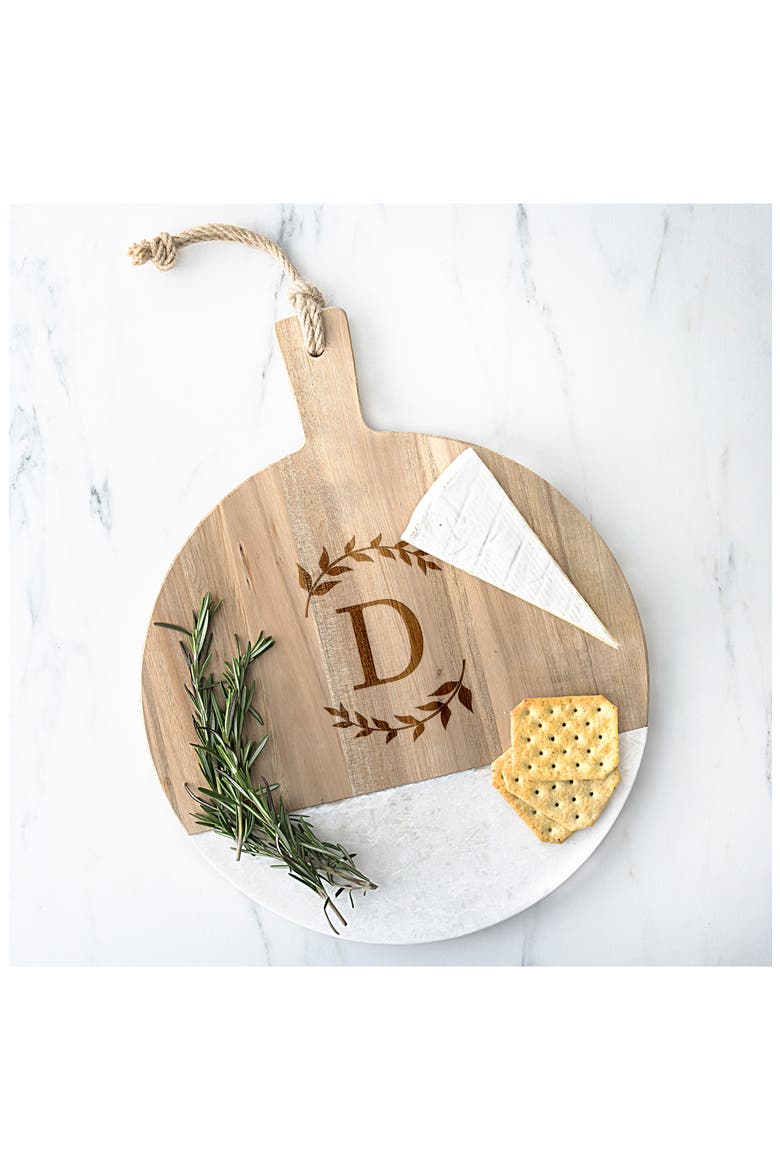 Monogram Acacia & Marble Cutting Board, Alternate, color, BLANK