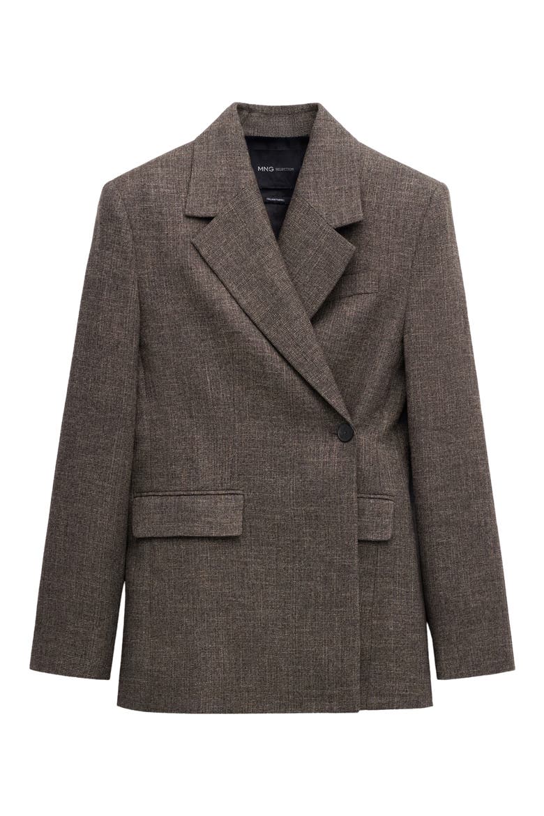 Herringbone Double Breasted Blazer, Main, color, CHOCOLATE