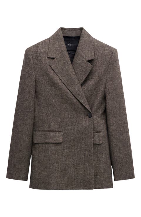 Herringbone Double Breasted Blazer