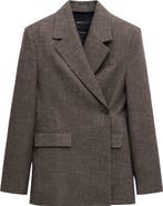 MANGO Herringbone Double Breasted Blazer