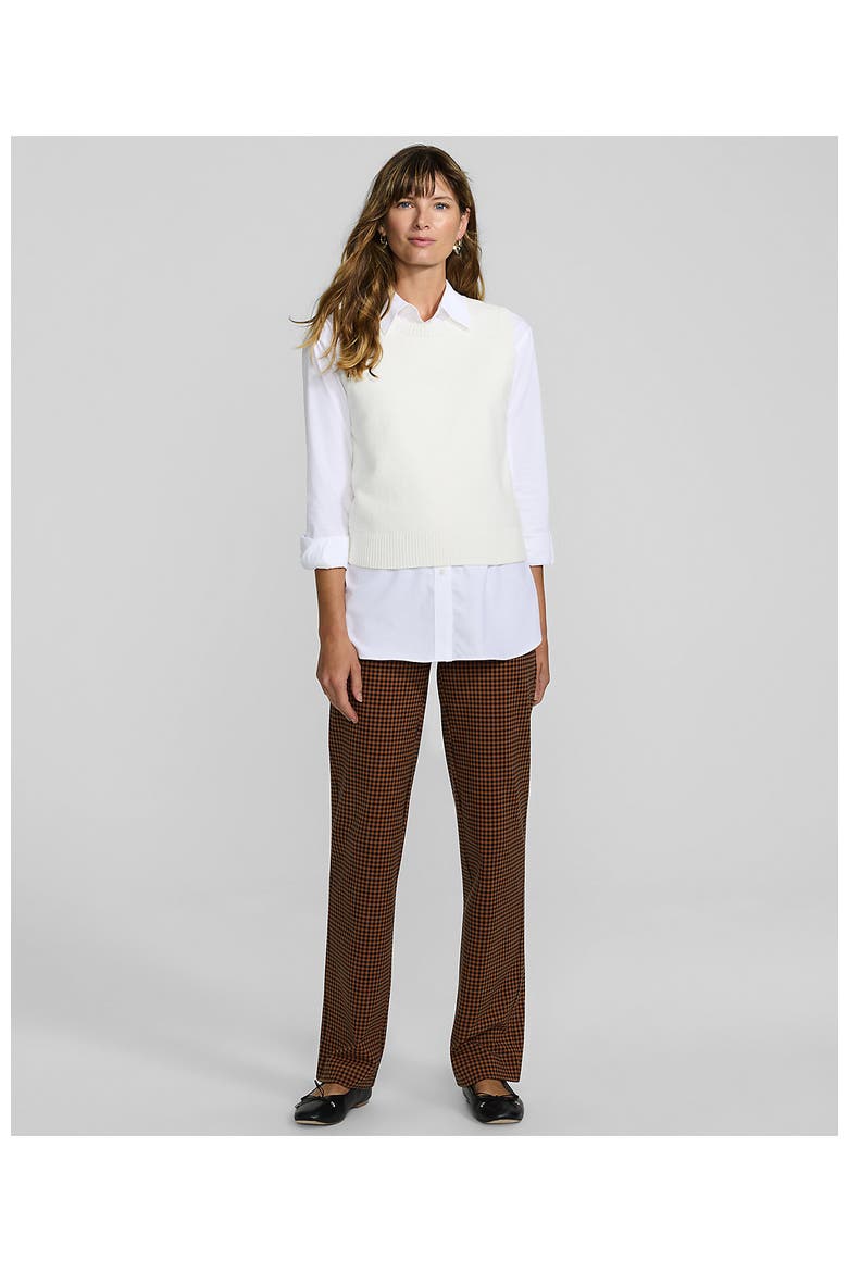 Starfish Mid Rise Straight Leg Pants, Alternate, color, Rich Ginger Brown/Black Check