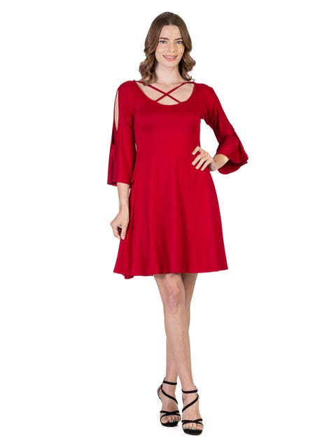 Knee Length Cold Shoulder Dress