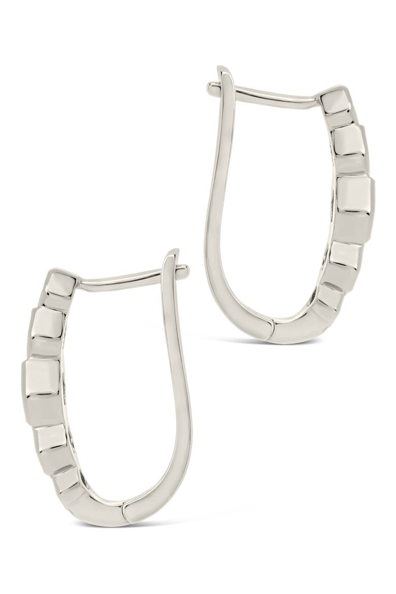 Gia CZ Latch Hoop Earrings, Alternate, color, SILVER