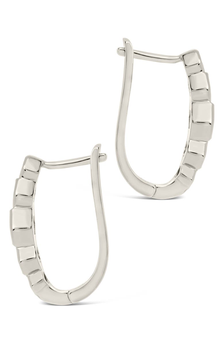 Sterling Forever Gia CZ Latch Hoop Earrings, Alternate, color, Silver