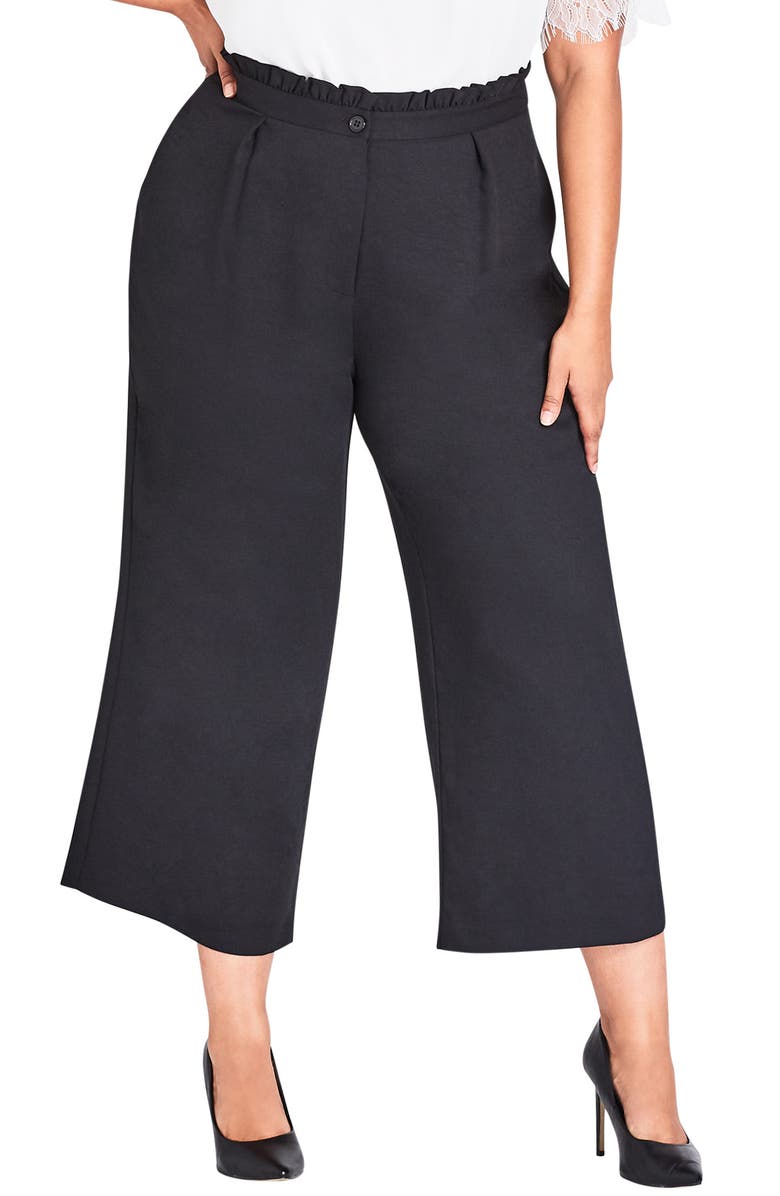 City Chic Frilled Waist Crop Pants, Main, color, 