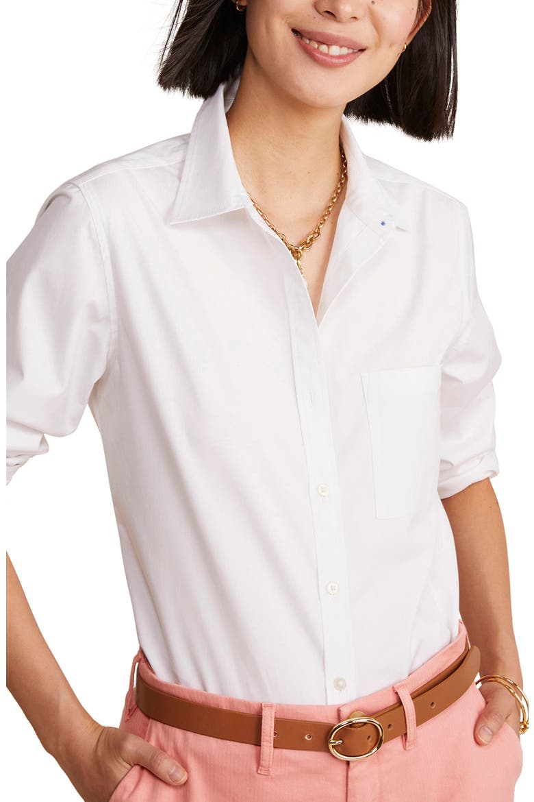 Stretch Cotton Button-Up Shirt, Main, color, WHITE CAP