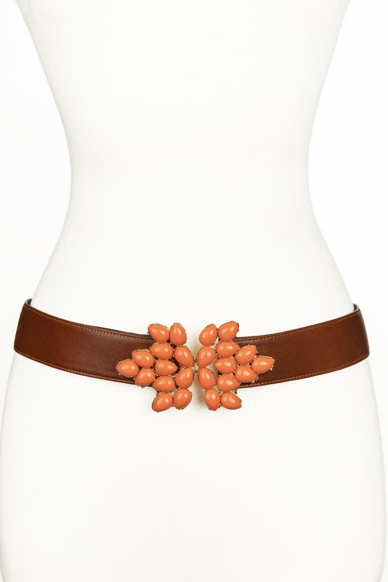 Jaclyn Chain Leather Belt, Main, color, Cognac