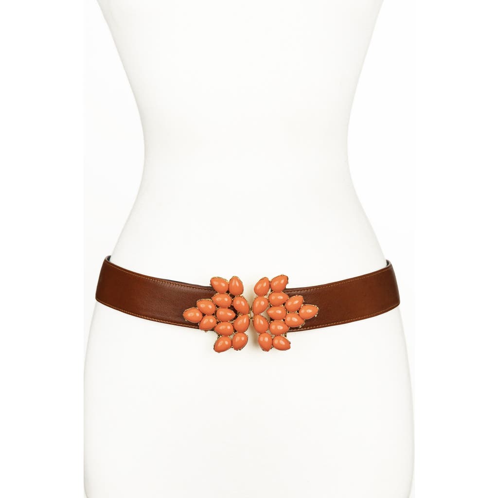 Raina Belts Jaclyn Chain Leather Belt In Brown