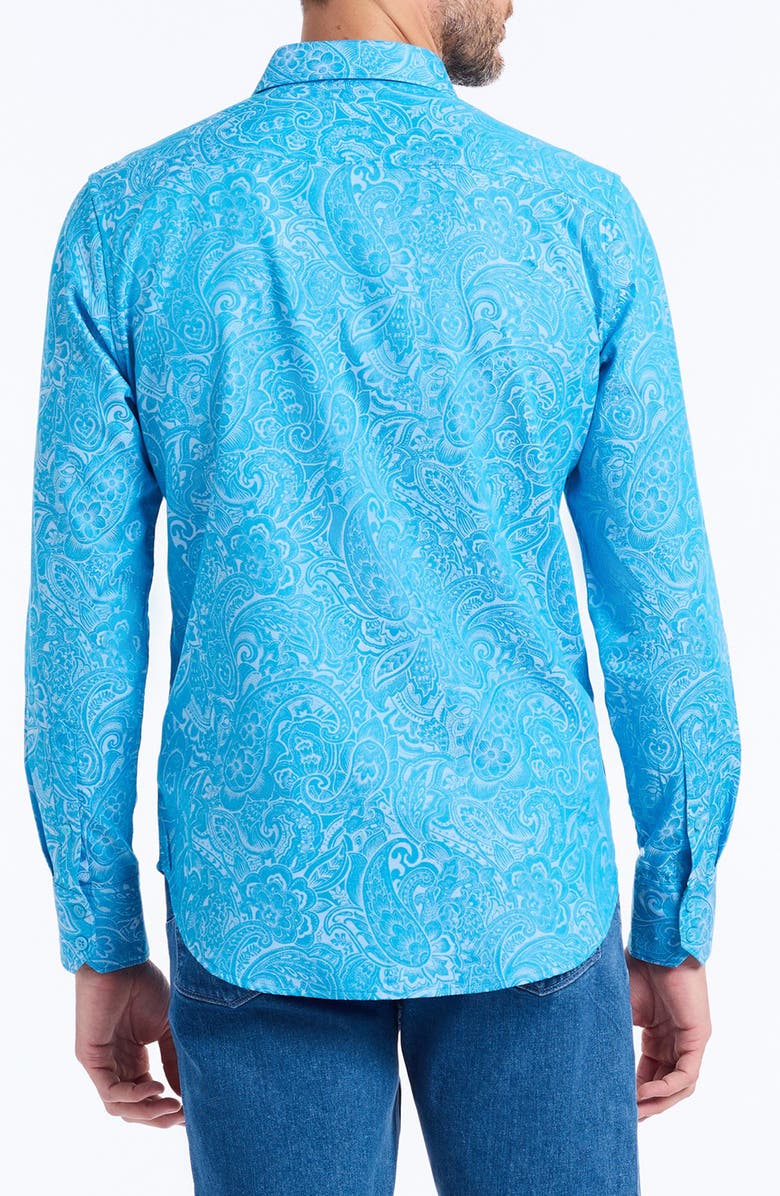 Robert Graham Hudson Floral Print Button-Up Shirt, Alternate, color, Blue