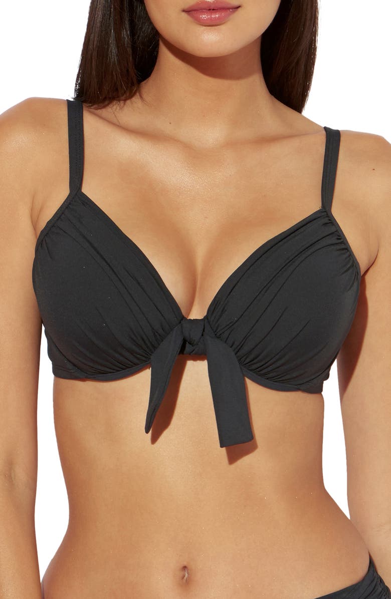 BLEU by Rod Beattie Goddess Tie Front Underwire Bikini Top, Main, color,