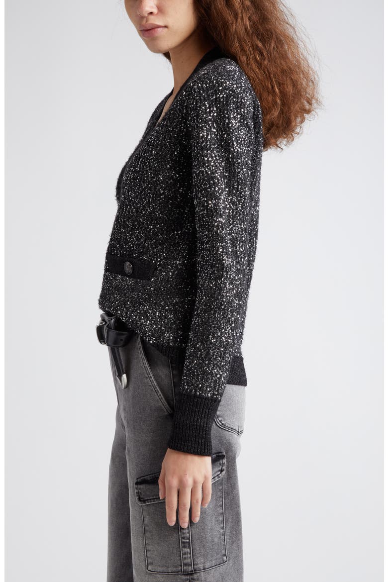Jinny Sequin Cardigan, Alternate, color, BLACK/ CHARCOAL SEQUIN