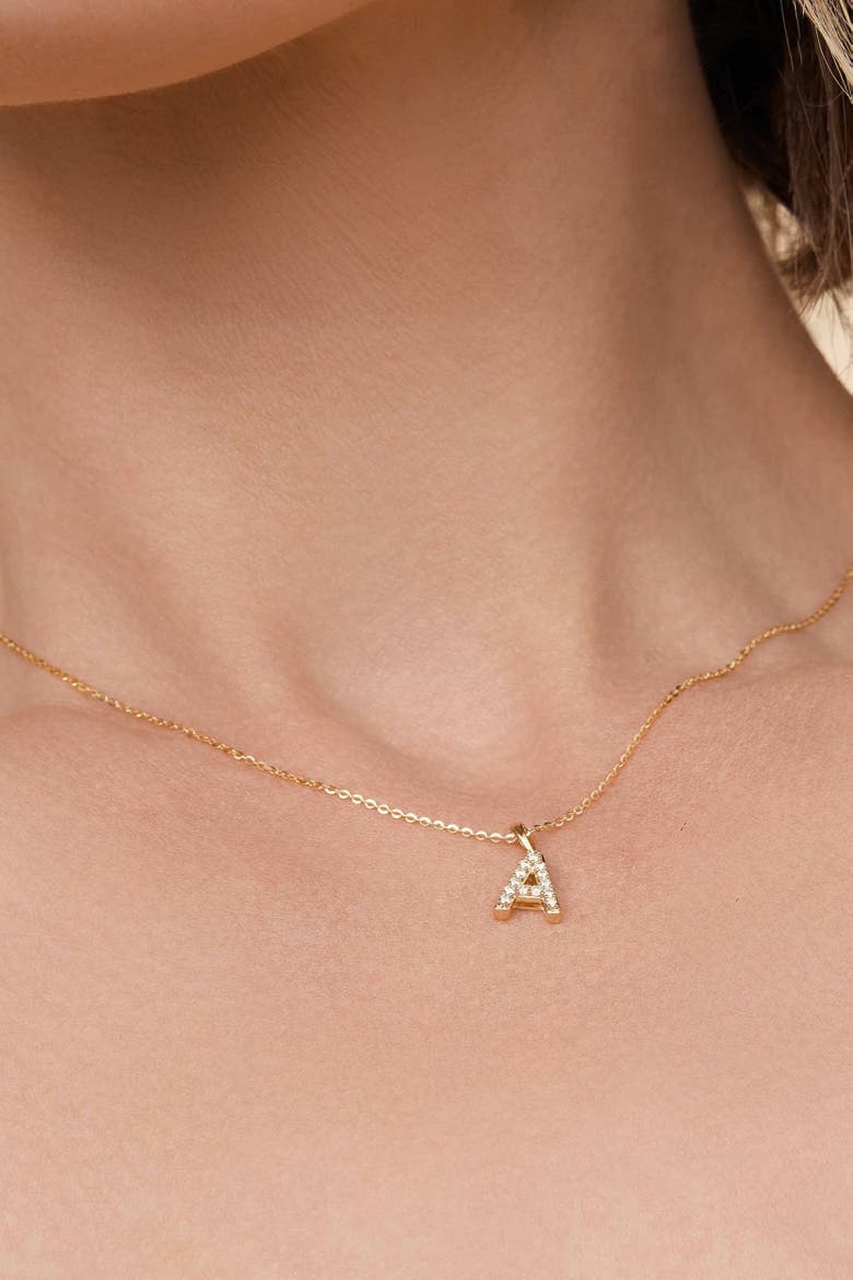 14K Gold Luxe Letter Diamond Initial Pendant Charm, Alternate, color, Yellow Gold - U