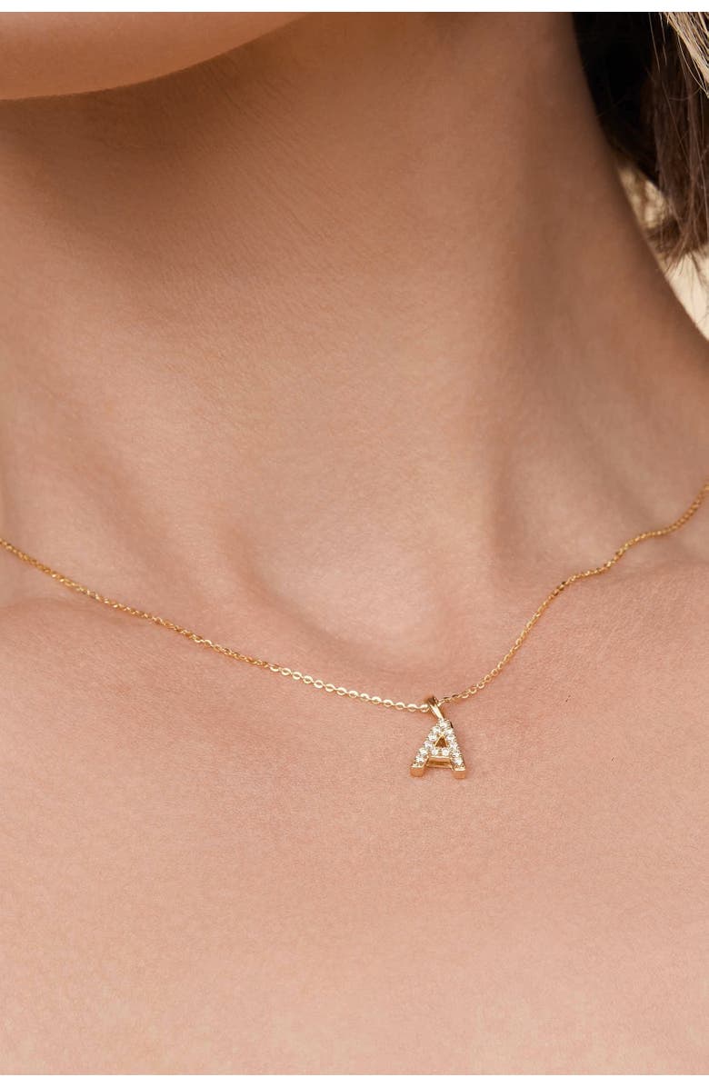 Oradina 14K Gold Luxe Letter Diamond Initial Pendant Charm, Alternate, color, Yellow Gold - A