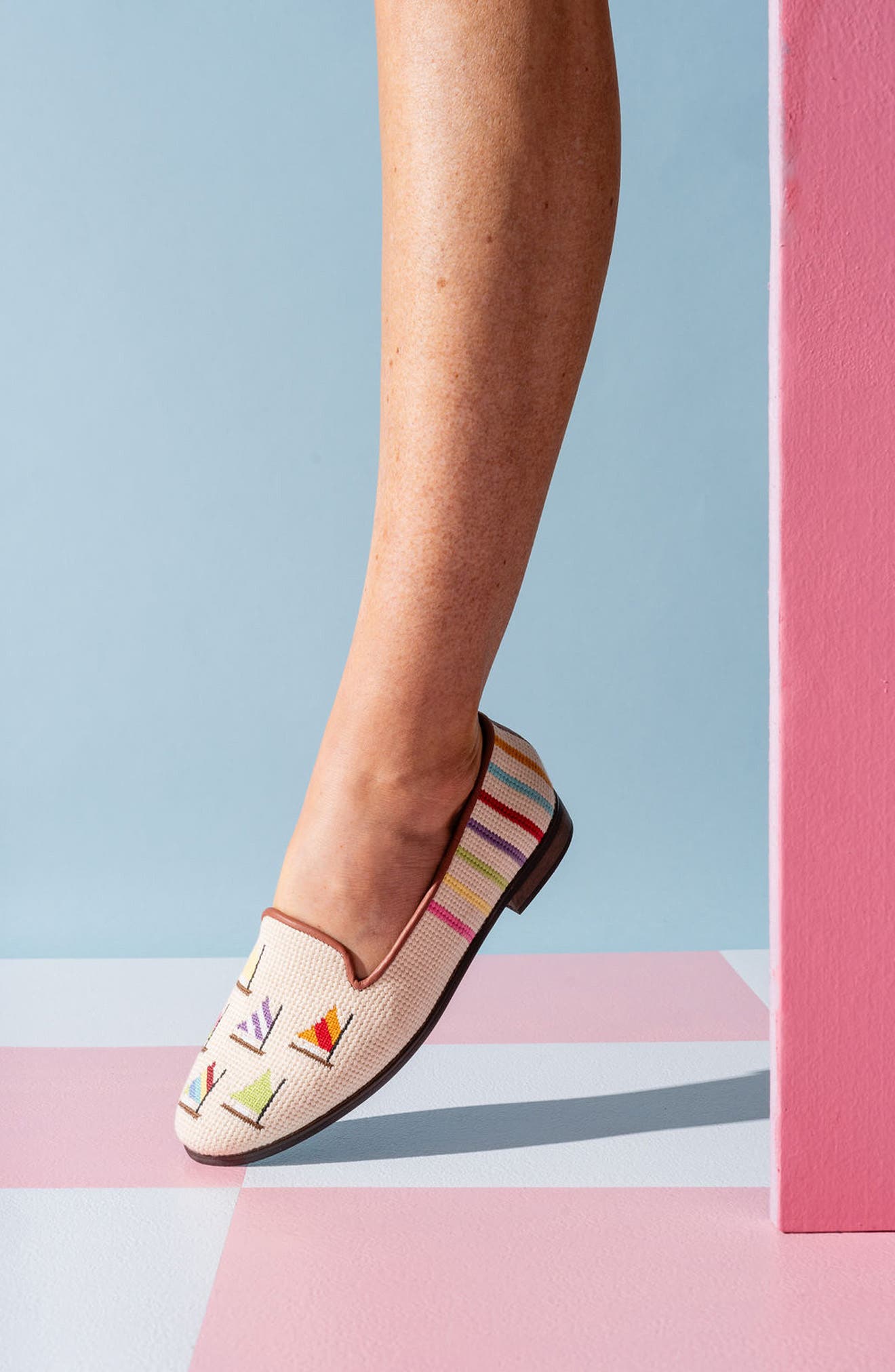 ByPaige BY PAIGE Needlepoint Nautical Flat, Alternate, color, Tan