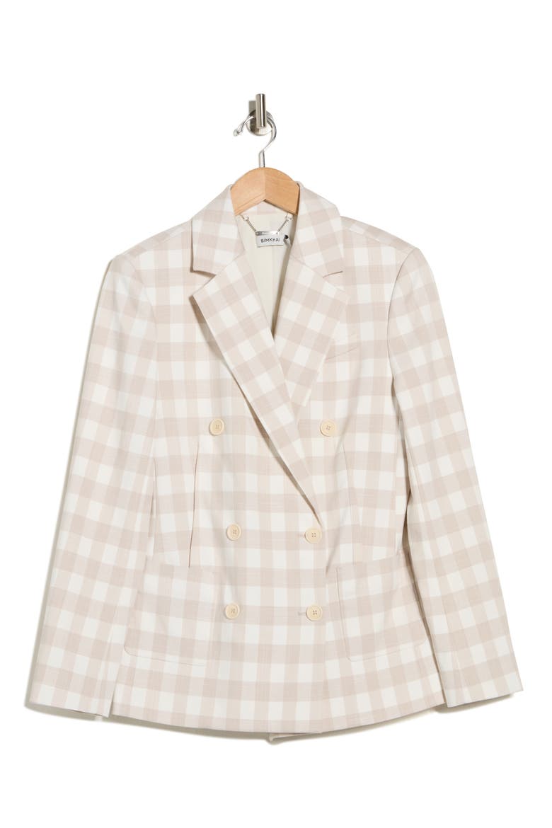 Margaux Double Breasted Blazer, Alternate, color, SAND GINGHAM