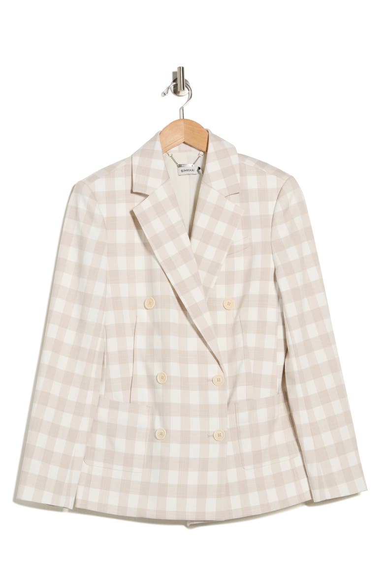 Simkhai Margaux Double Breasted Blazer, Alternate, color, Sand Gingham