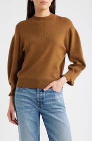 Madewell Ruffle Mockneck Merino Wool Blend Sweater