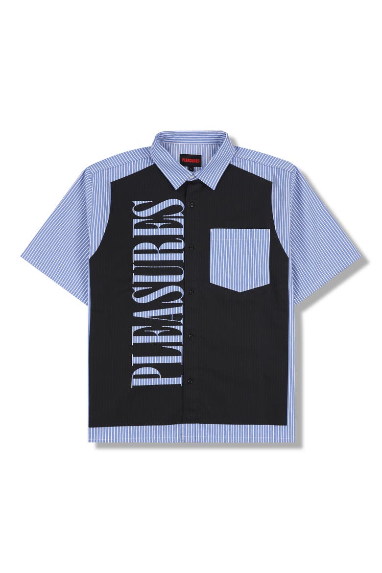 Onyx Stripe Graphic Button-Up Shirt, Main, color, BLUE