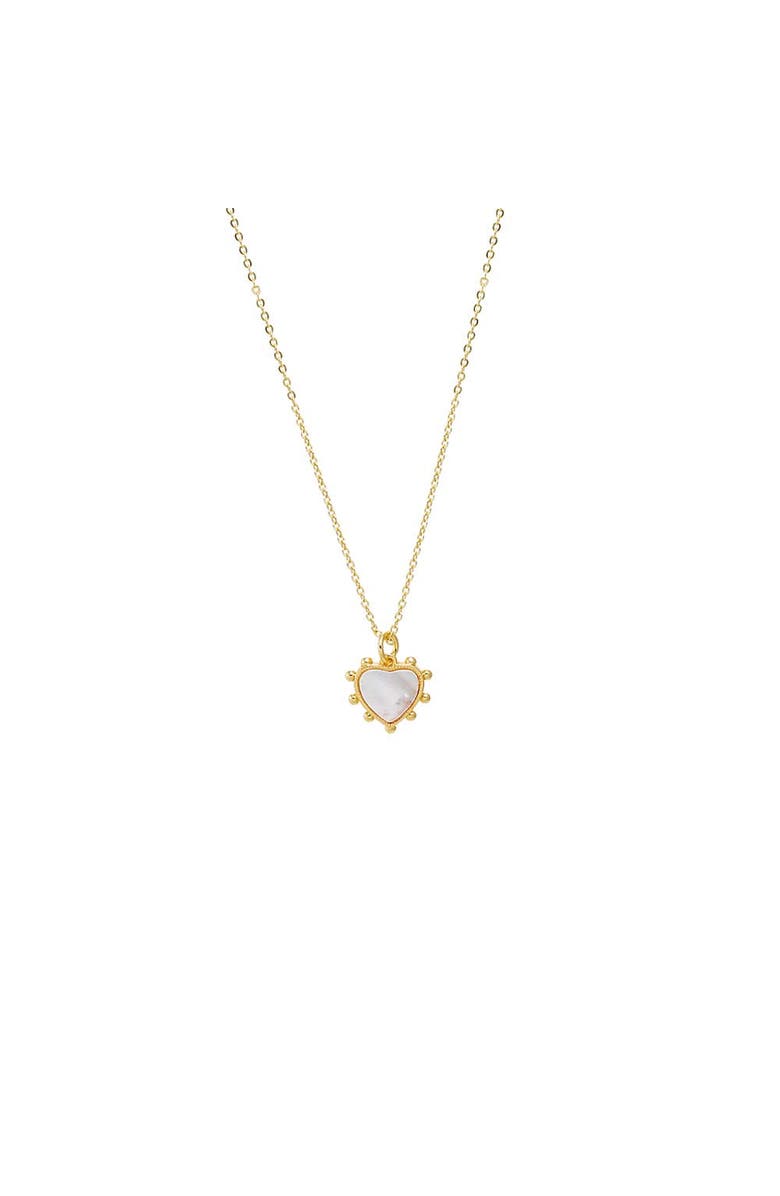 BY ADINA EDEN Ball Rimmed Heart MOP Pendant Necklace, Main, color, 