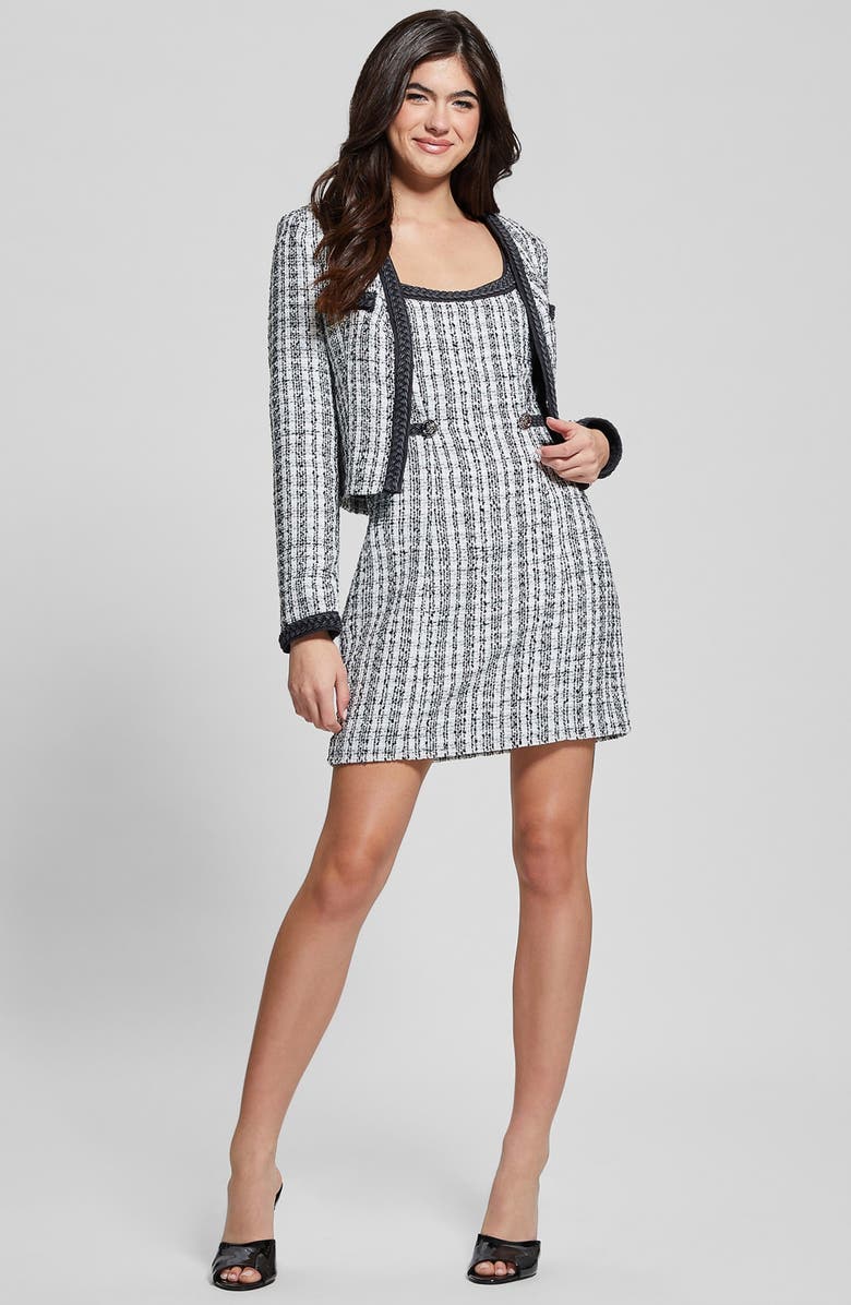 GUESS Tosca Braid Detail Tweed Jacket, Alternate, color, 